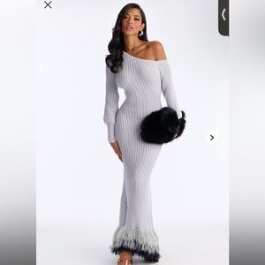 Fashion Nova Gray Off-Shoulder Dress